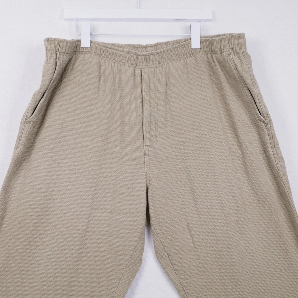 TERRITORY AHEAD Textured Waffle Weave Cotton‎ Pants Drawstring Beige Mens Sz XXL